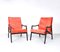 Lounge Chairs in Coral Red Velvet by Jiří Jiroutek for Interier Praha, 1960s, Set of 2 1