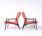 Lounge Chairs in Coral Red Velvet by Jiří Jiroutek for Interier Praha, 1960s, Set of 2 3