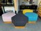 Modularer italienischer Pouf aus Holz & Messing, 1980er, 4er Set 1