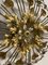 Large Italian Gold Gilded Tole Crystal Flower Flush Mount, 1960s 2