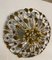 Large Italian Gold Gilded Tole Crystal Flower Flush Mount, 1960s 1