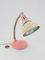 Small Mid-Century Brass Pink Table Lamp, Image 9