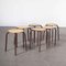 French Brown Stacking School Stools, 1960s, Set of 6 1