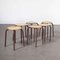 French Brown Stacking School Stools, 1960s, Set of 6, Image 1