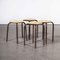 French Stacking School Stools in Brown, 1960s, Set of 4 1