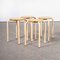 French Stacking School Stools in Pink, 1960s, Set of 4 1