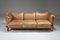 Camel Leather and Walnut Sofa by De Pas, Durbino Lomazzi for Padova, Italy 6