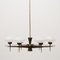 Chandelier in Brass, Glass and Teak, 1950s, Image 2