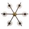 Chandelier in Brass, Glass and Teak, 1950s 5