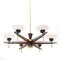 Chandelier in Brass, Glass and Teak, 1950s, Image 1