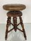 Antique Victorian Adjustable Piano Stool with Patchwork Leather Seat, Image 2