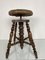 Antique Victorian Adjustable Piano Stool with Patchwork Leather Seat 1