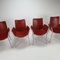 Red Leather and Aluminium Duna Chairs by Jorge Pensi for Cassina, 1990s, Set of 4 4