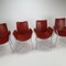 Rote Duna Stühle aus Leder & Aluminium von Jorge Pensi für Cassina, 1990er, 4er Set 4