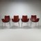 Red Leather and Aluminium Duna Chairs by Jorge Pensi for Cassina, 1990s, Set of 4 1