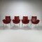 Chaises Duna en Cuir Rouge et Aluminium par Jorge Pensi pour Cassina, 1990s, Set de 4 2