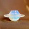 Mid-Century Modern Hand-Blown Opalescent Yellow Murano Art Glass Flying Saucer Bowl, Italy, 1950s 9