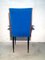 Solid Walnut Armchair with Black Iron Legs, Brass Details & Blue Velvet Fabric Attributed to Ico Parisi, 1950s 9