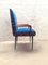 Solid Walnut Armchair with Black Iron Legs, Brass Details & Blue Velvet Fabric Attributed to Ico Parisi, 1950s 3