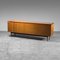 Vintage Sideboard in Wood & Burgundy Leatherette, 1970s 2