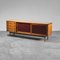 Vintage Sideboard in Wood & Burgundy Leatherette, 1970s, Image 1