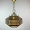 Vintage Diamond Hex Crystal Pendant Lamp in Golden Brass, Italy, 1960s 8
