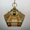 Lampada a sospensione esagonale in cristallo e ottone dorato, Italia, anni '60, Immagine 1