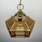 Vintage Diamond Hex Crystal Pendant Lamp in Golden Brass, Italy, 1960s 1