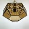 Vintage Diamond Hex Crystal Pendant Lamp in Golden Brass, Italy, 1960s 3