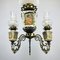 Vintage Porcelain & Brass Chandelier with 3 Lights, Italy, 1950s, Image 3