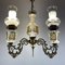 Vintage Porcelain & Brass Chandelier with 3 Lights, Italy, 1950s 5
