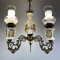 Vintage Porcelain & Brass Chandelier with 3 Lights, Italy, 1950s, Image 5