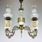 Vintage Porcelain & Brass Chandelier with 3 Lights, Italy, 1950s 6