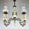 Vintage Porcelain & Brass Chandelier with 3 Lights, Italy, 1950s, Image 6