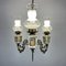 Vintage Porcelain & Brass Chandelier with 3 Lights, Italy, 1950s 11