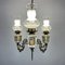 Vintage Porcelain & Brass Chandelier with 3 Lights, Italy, 1950s, Image 11