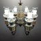 Large Vintage Porcelain & Brass Chandelier with 6 Lights, Italy, 1950s 9