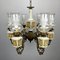 Large Vintage Porcelain & Brass Chandelier with 6 Lights, Italy, 1950s 3