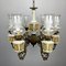 Large Vintage Porcelain & Brass Chandelier with 6 Lights, Italy, 1950s, Image 3