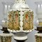 Large Vintage Porcelain & Brass Chandelier with 6 Lights, Italy, 1950s 4