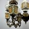 Large Vintage Porcelain & Brass Chandelier with 6 Lights, Italy, 1950s 5