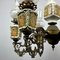 Large Vintage Porcelain & Brass Chandelier with 6 Lights, Italy, 1950s, Image 5