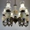 Large Vintage Porcelain & Brass Chandelier with 6 Lights, Italy, 1950s 2