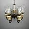 Large Vintage Porcelain & Brass Chandelier with 6 Lights, Italy, 1950s 10