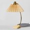 Mid-Century Table Lamp in Brass with Pleated Shade & Shrink Varnish Base from Cosack 1