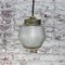 Vintage Industrial Frosted Glass & Brass Pendant Lamp, Image 6