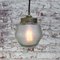 Vintage Industrial Frosted Glass & Brass Pendant Lamp, Image 5