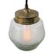 Vintage Industrial Frosted Glass & Brass Pendant Lamp, Image 2