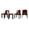Model 121 Dining Chairs in English Red Leather and Walnut by Afra and Tobia Scarpa for Cassina, 1967, Set of 10 1
