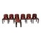 Model 121 Dining Chairs in English Red Leather and Walnut by Afra and Tobia Scarpa for Cassina, 1967, Set of 10 7